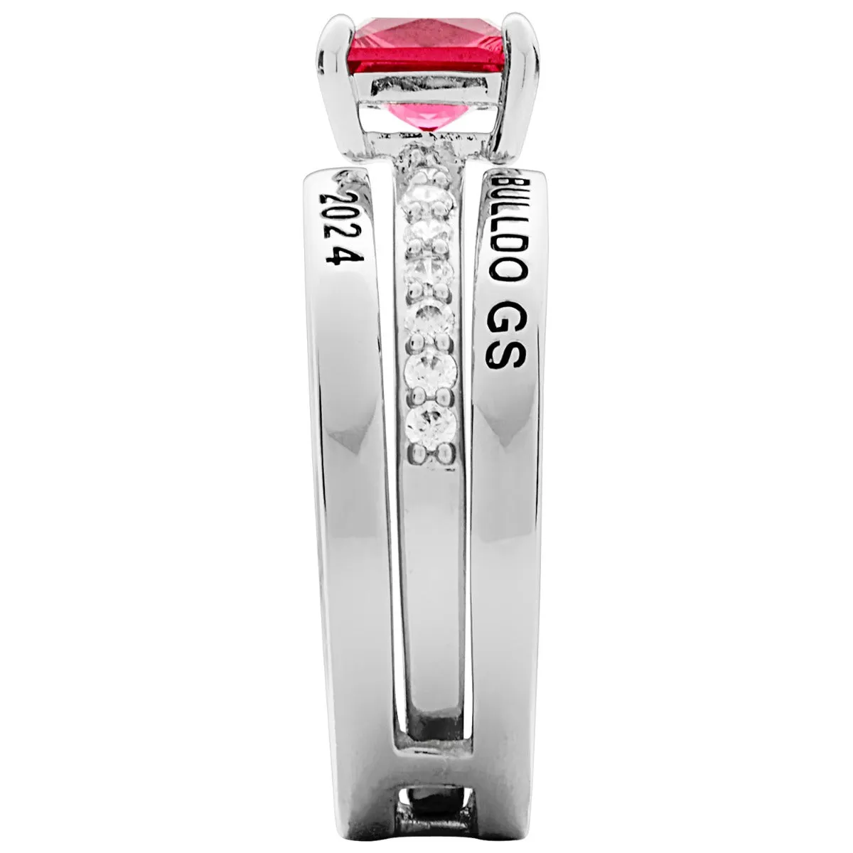 Ladies' Silver Plated Class Ring with Jacket and CZ Accents sold by Limoges Jewelry product image thumbnail 4