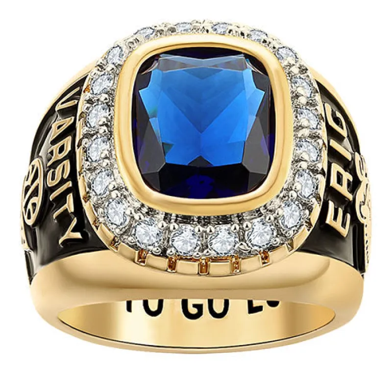 Men's 14K Gold Plated CZ Encrusted Class Ring sold by Limoges Jewelry