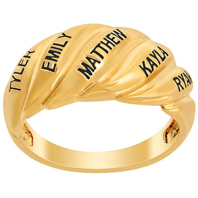 14K Gold Plated Engraved Swirl Dome Ring sold by Limoges Jewelry
