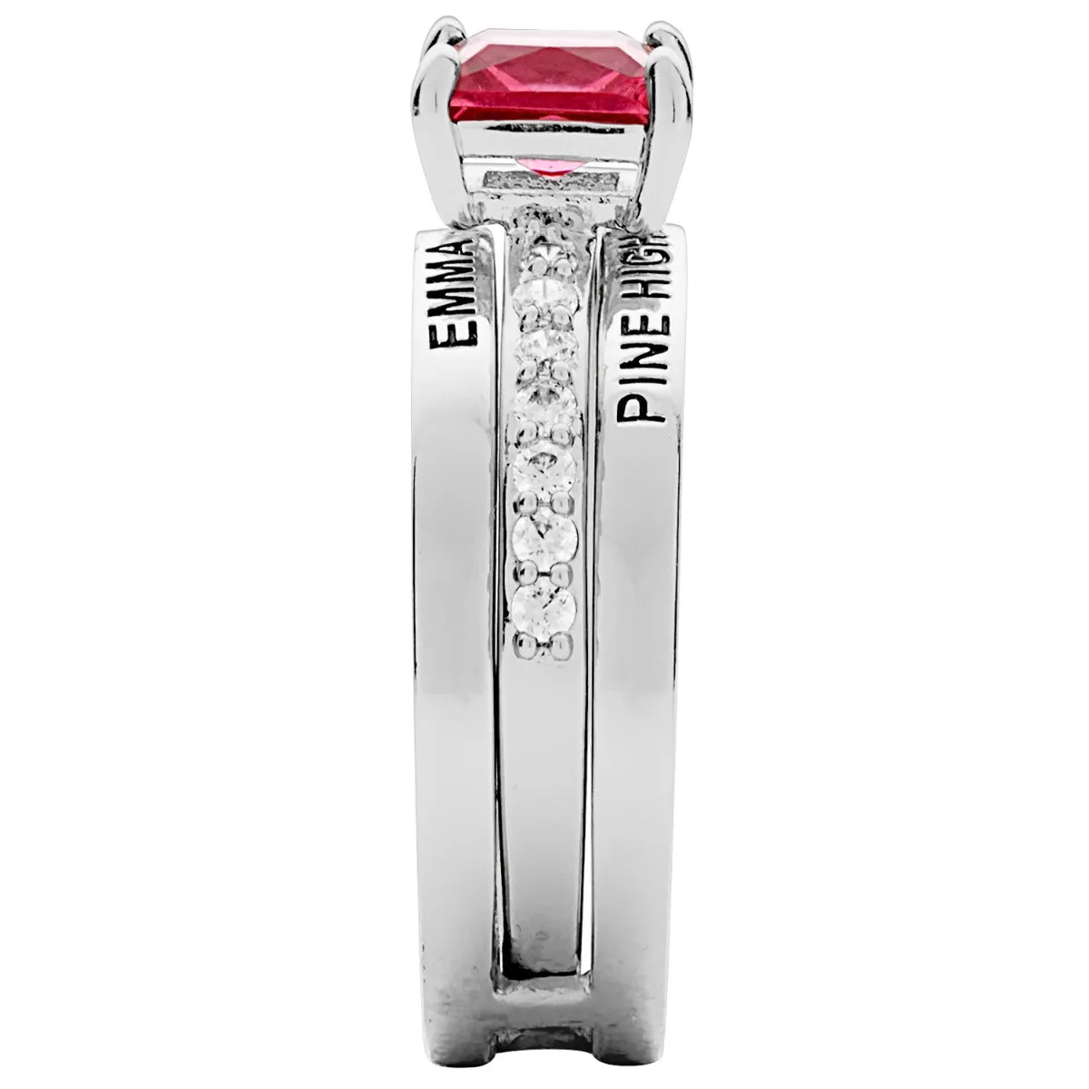 Ladies' Silver Plated Class Ring with Jacket and CZ Accents sold by Limoges Jewelry product image thumbnail 3