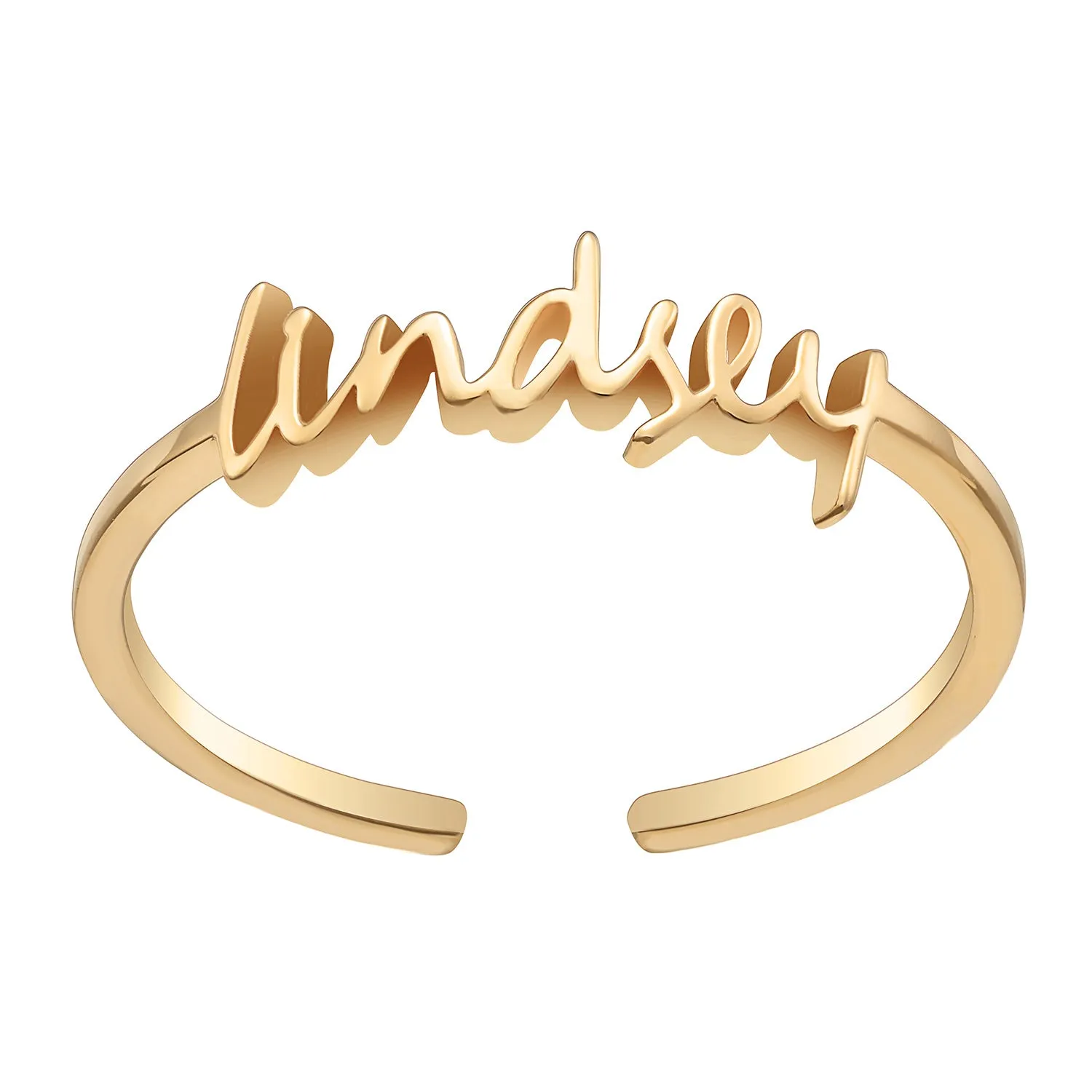14K Gold over Sterling Petite Script Name Ring sold by Limoges Jewelry