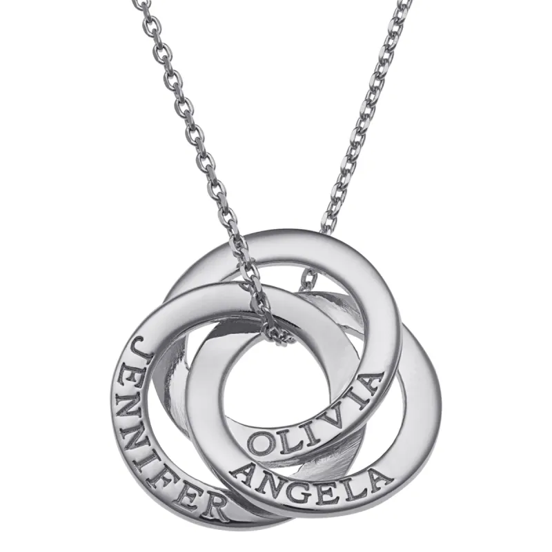 Sterling Silver Interlocking Rings Engraved Pendant sold by Limoges Jewelry