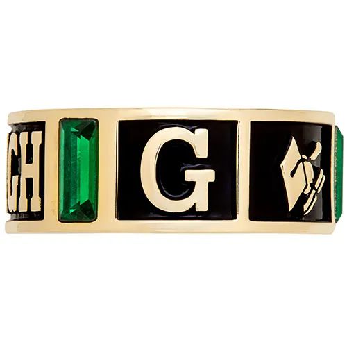 Men's 14K Gold Plated Decorated Band Class Ring sold by Limoges Jewelry product image thumbnail 2