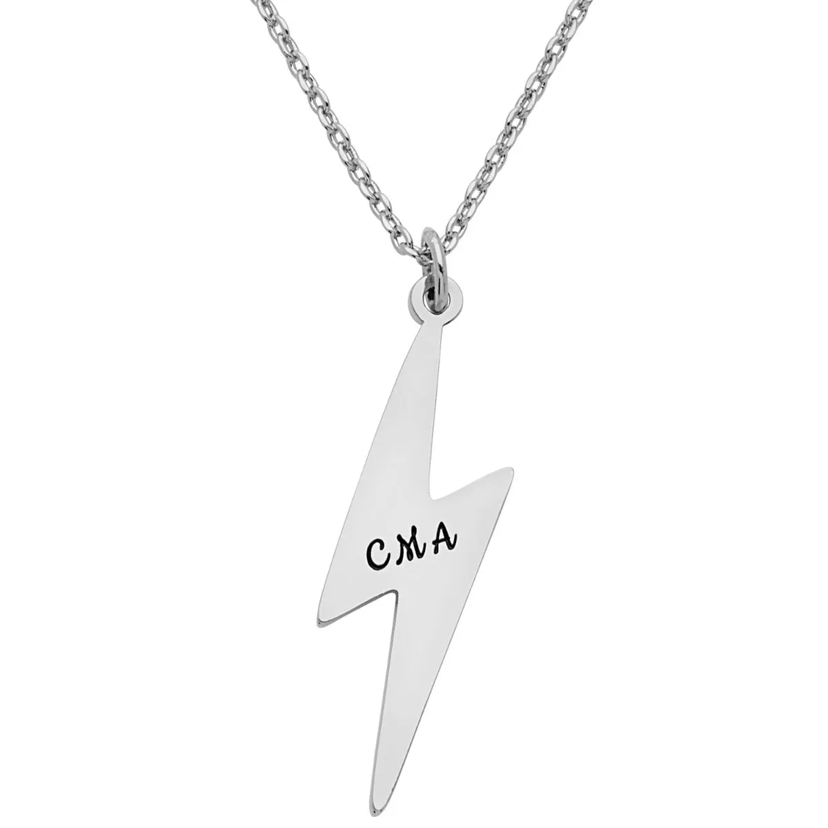 Lightning Bolt with Engraved Initials Necklace sold by Limoges Jewelry product image thumbnail 4