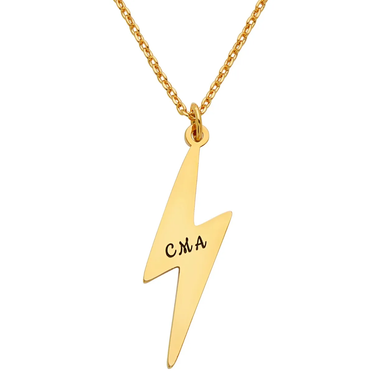 Lightning Bolt with Engraved Initials Necklace sold by Limoges Jewelry product image thumbnail 2