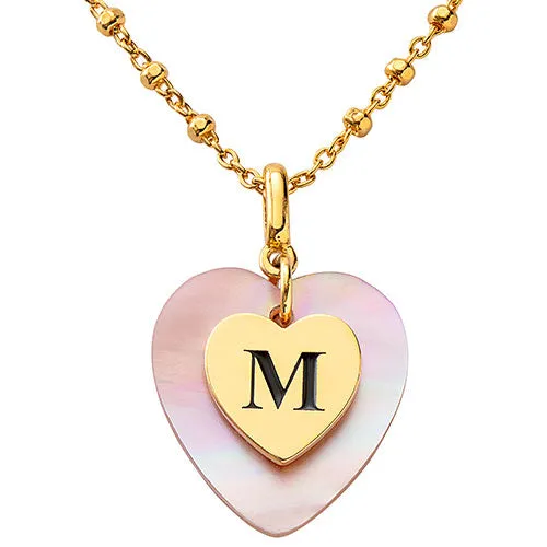 Pink Pearl Heart Initial Necklace sold by Limoges Jewelry product image thumbnail 4