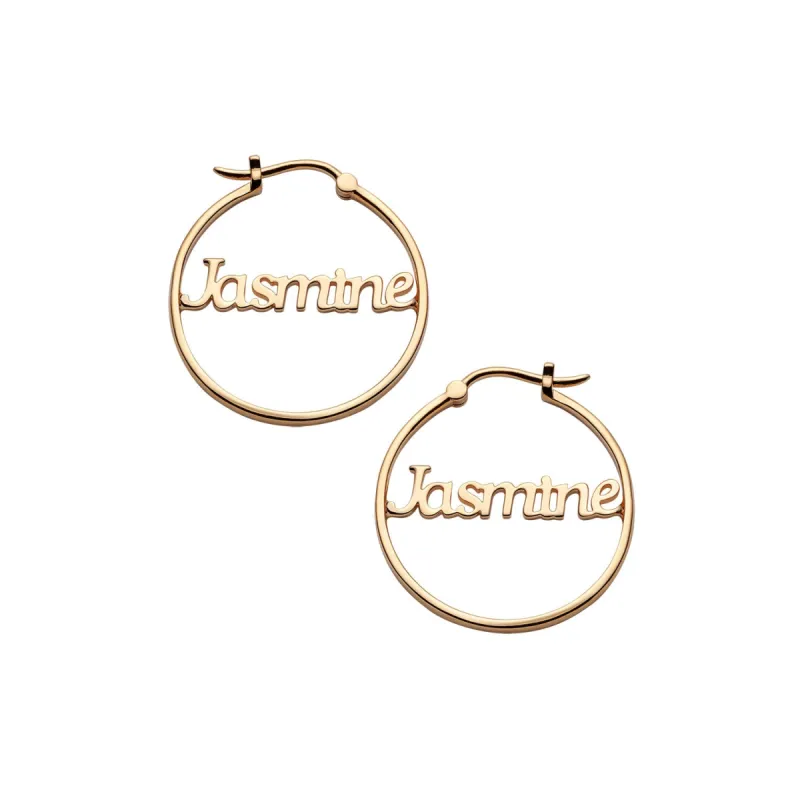 14K Gold over Sterling Personalized Name Small Hoop Earring sold by Limoges Jewelry