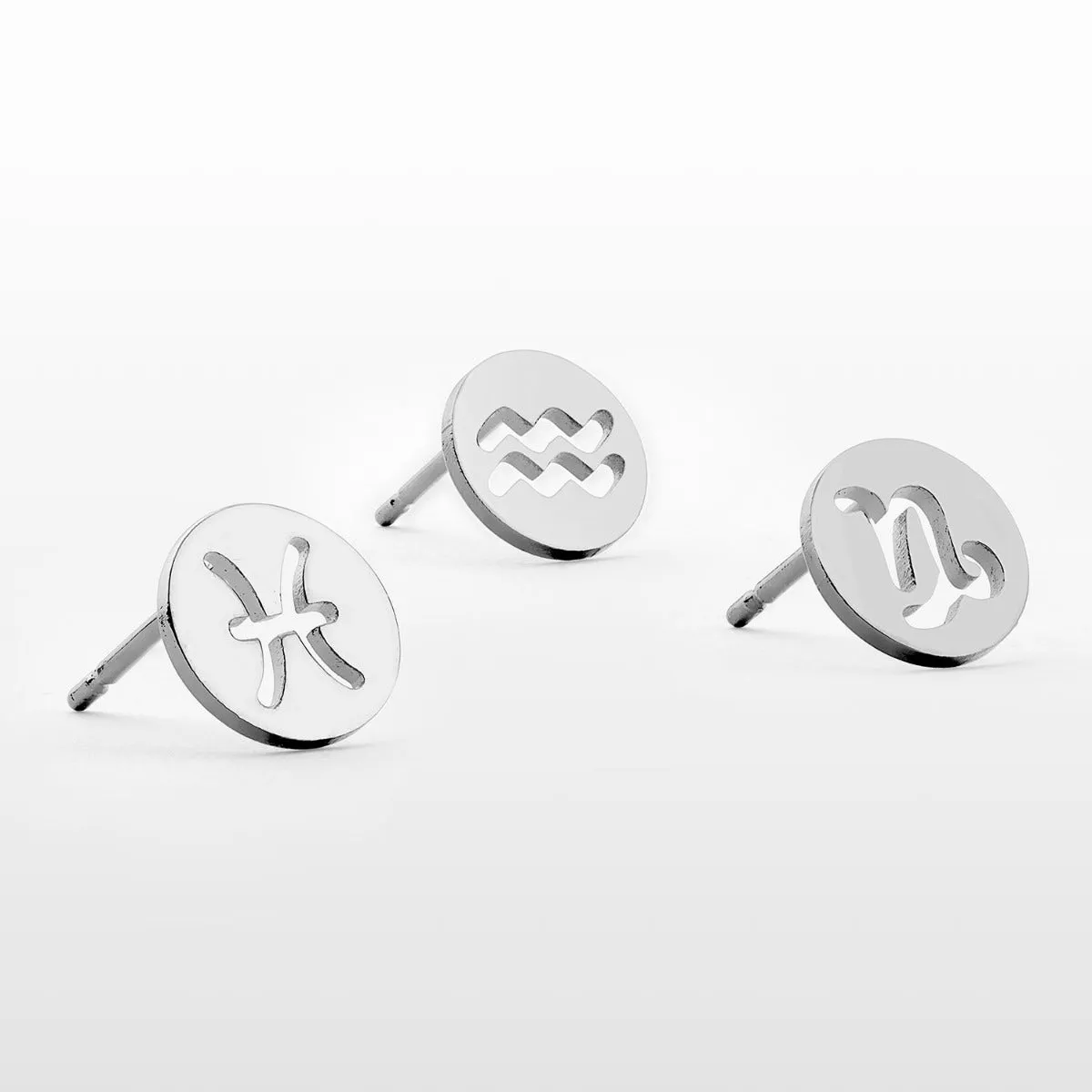 Silver Plated Zodiac Sign Disc Stud Earring Set of 2 sold by Limoges Jewelry product image thumbnail 4