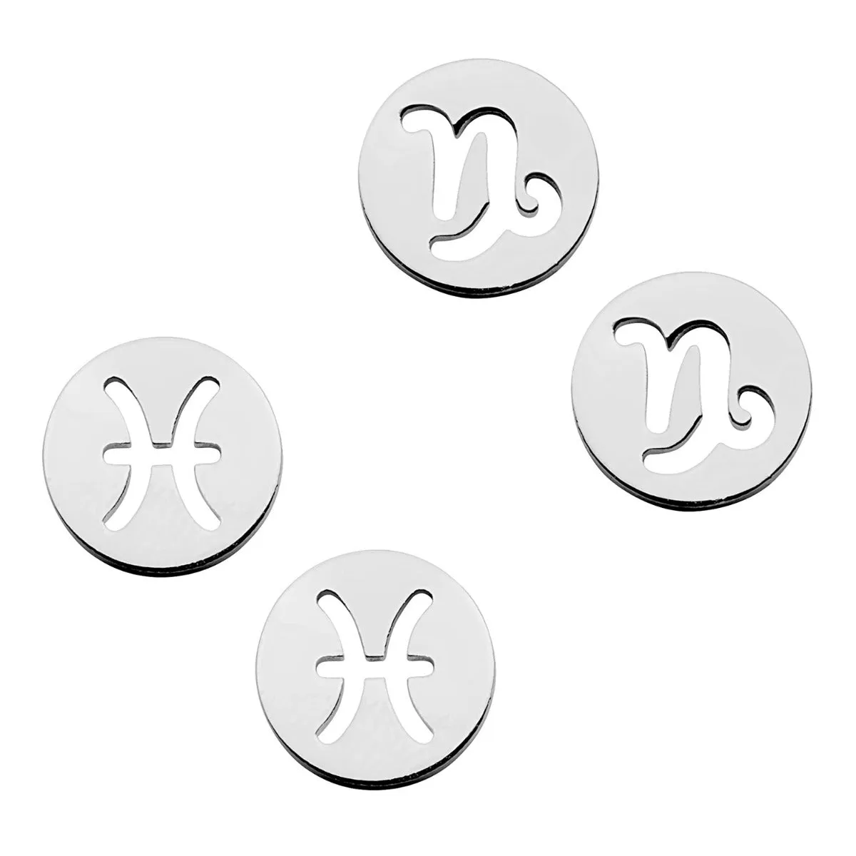 Silver Plated Zodiac Sign Disc Stud Earring Set of 2 sold by Limoges Jewelry product image thumbnail 2