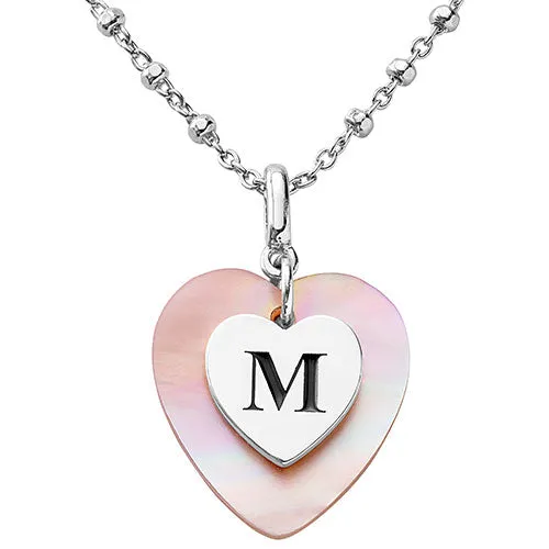 Pink Pearl Heart Initial Necklace sold by Limoges Jewelry product image thumbnail 2