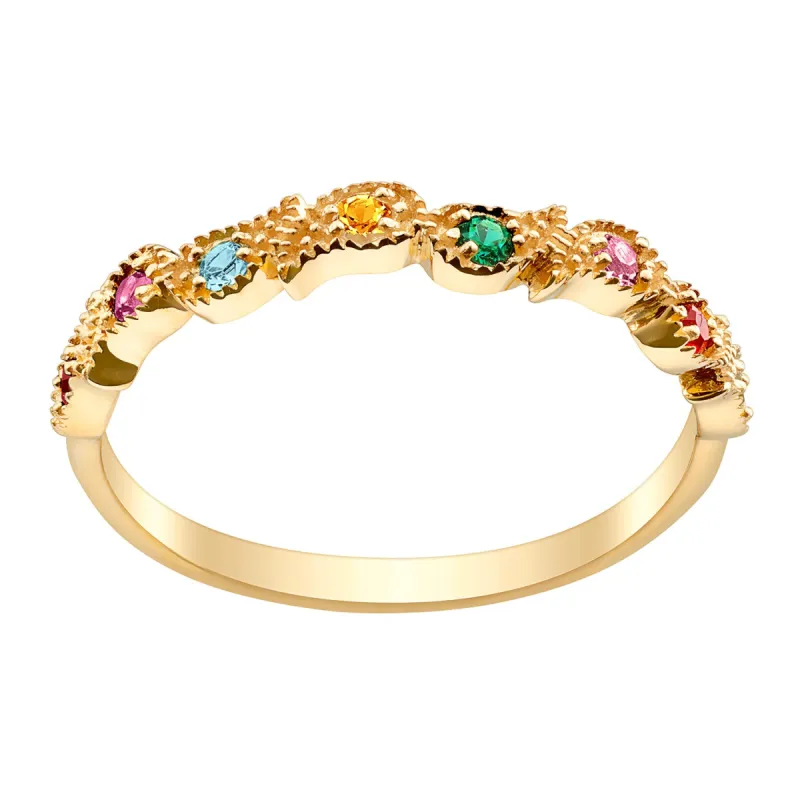 14K Gold over Sterling Vintage Petite Family Birthstone Ring sold by Limoges Jewelry