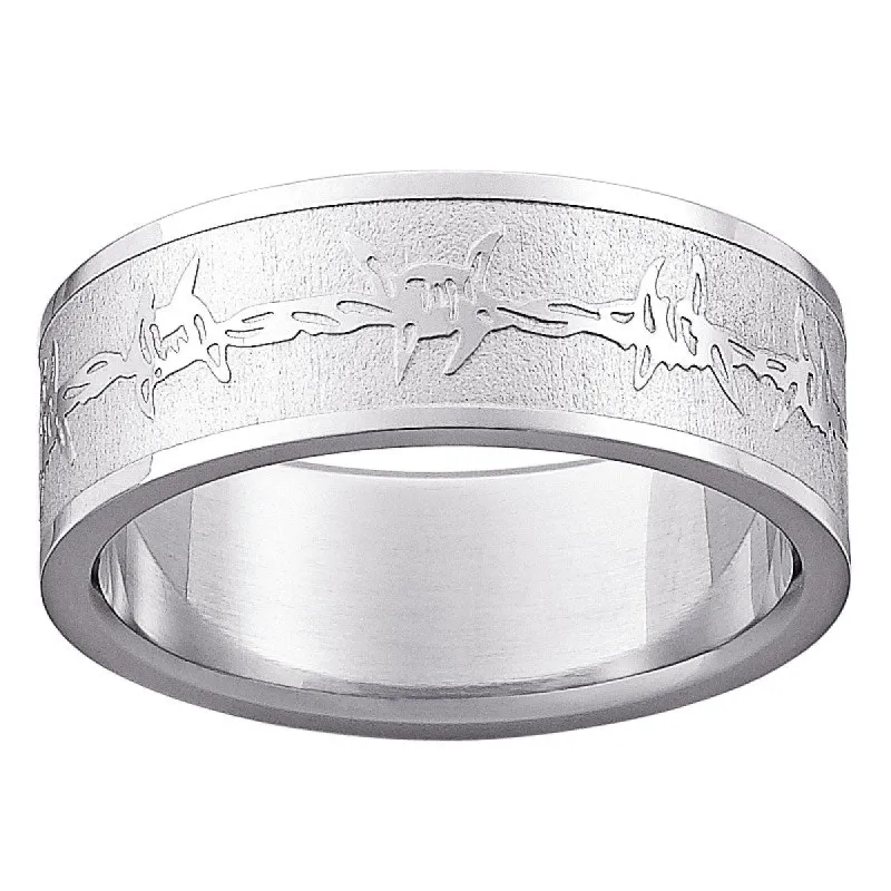 Stainless Steel Men's Barb Wire Band sold by Limoges Jewelry