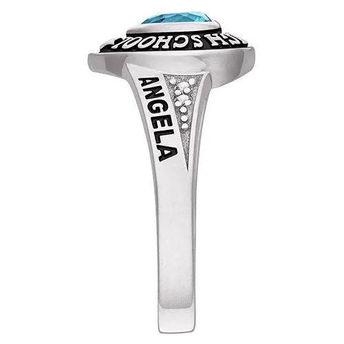 Ladies' Sterling Silver Traditional Heart Birthstone with CZ Accents Class Ring sold by Limoges Jewelry product image thumbnail 4