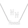 Sterling Silver Petite Script Name Necklace and Initial Earring Set sold by Limoges Jewelry