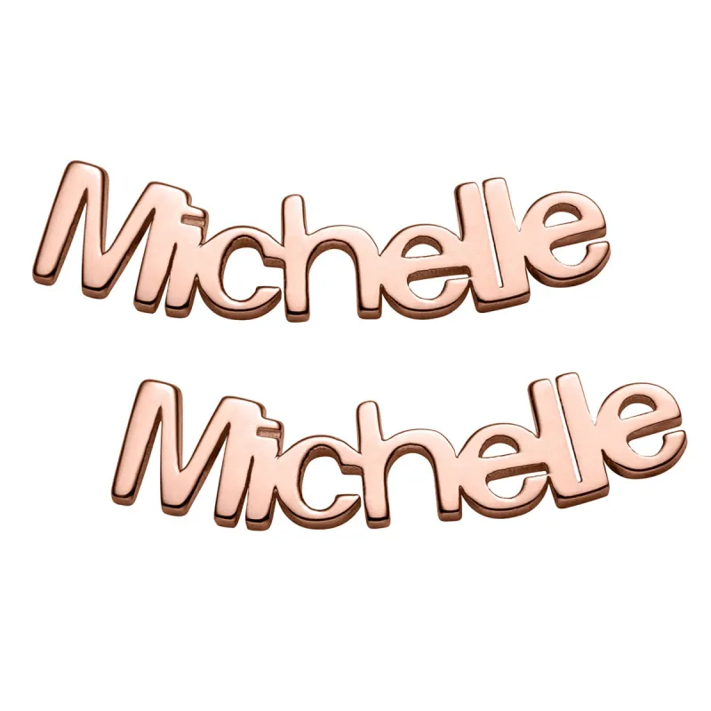14K Rose Gold over Sterling Personalized Name Crawler Button Earring sold by Limoges Jewelry
