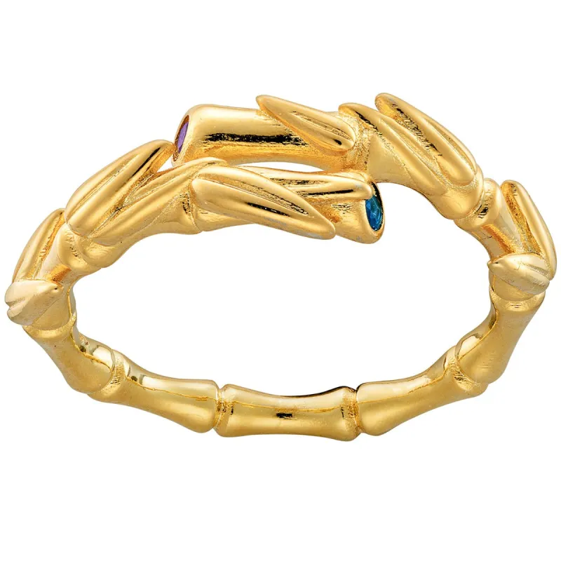 Lucky Bamboo Birthstone Bypass Ring Gold Plated sold by Limoges Jewelry