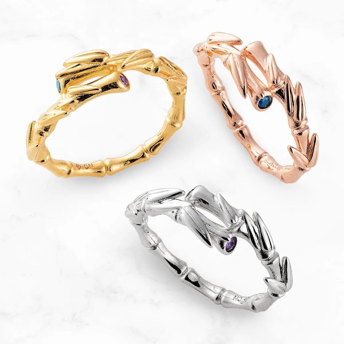 Lucky Bamboo Birthstone Bypass Ring Gold Plated sold by Limoges Jewelry product image thumbnail 3