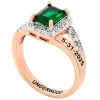 Ladies' 14K Rose Gold over Sterling Emerald Cut Birthstone with CZ Freestyle Class Ring sold by Limoges Jewelry