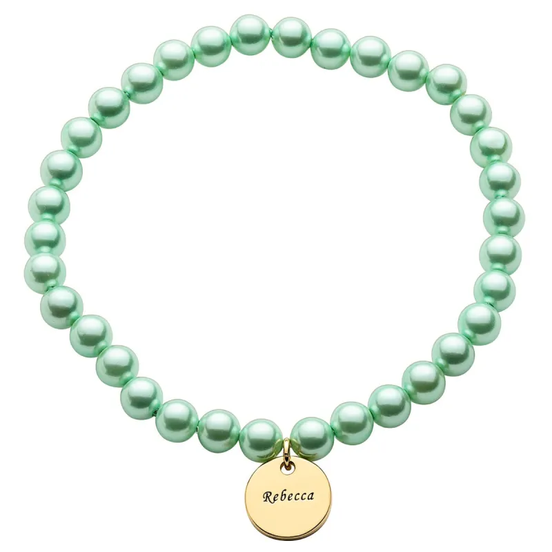 14K Gold Plated Personalized Pearl and Name Bracelet sold by Limoges Jewelry