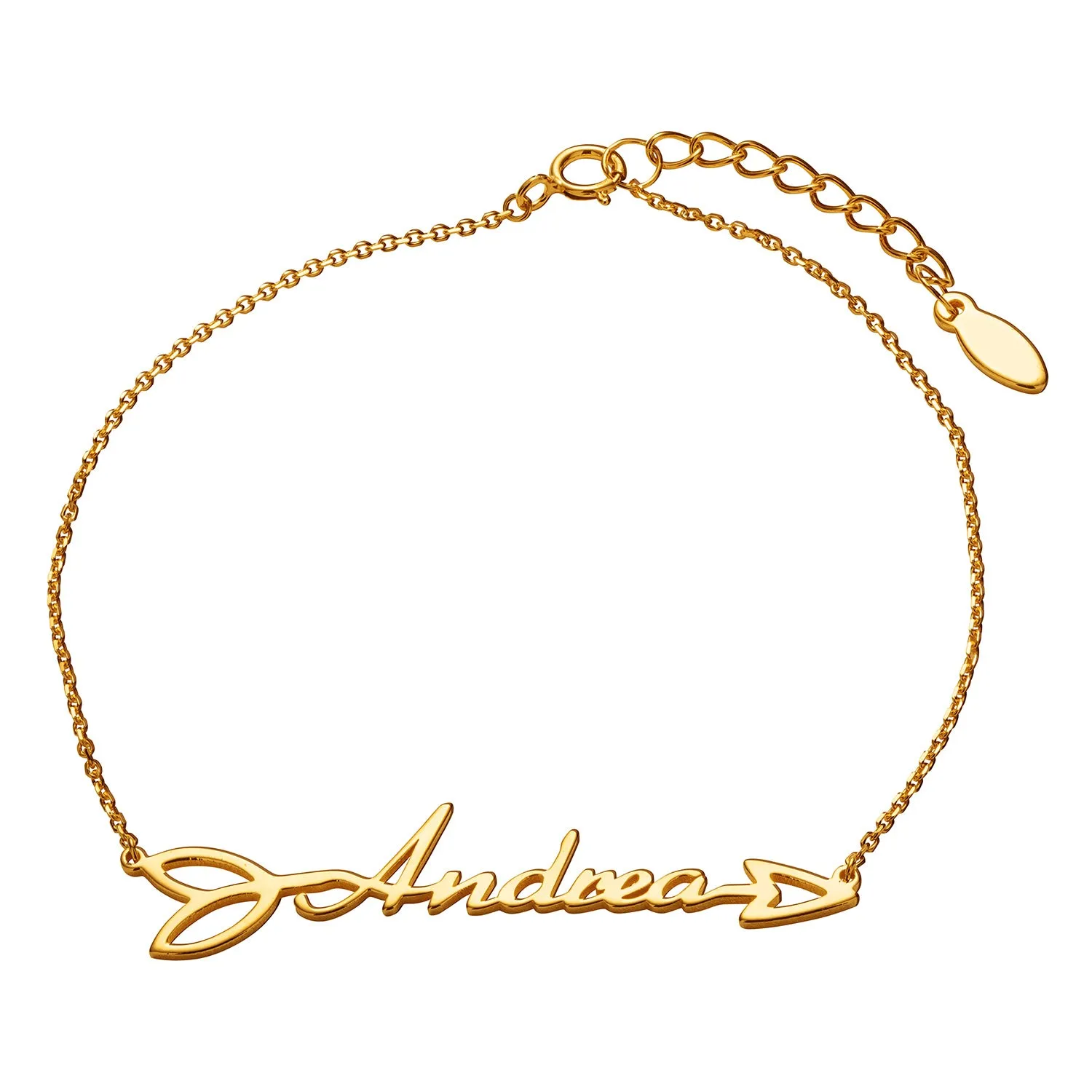 14K Gold over Sterling Script Name Arrow Bracelet sold by Limoges Jewelry