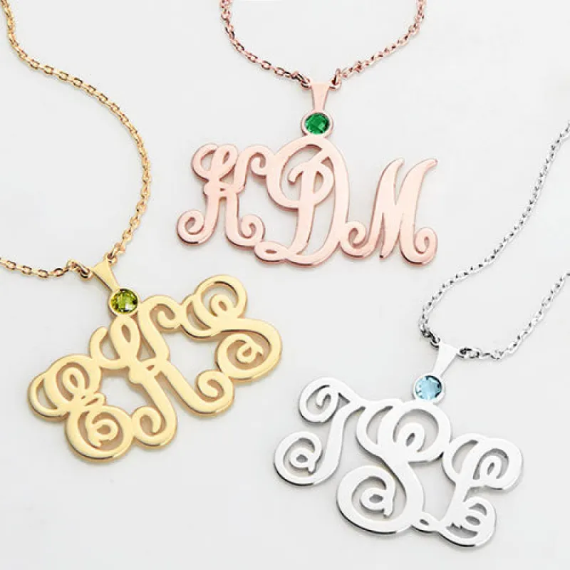 Monogram with Birthstone Necklace - Medium sold by Limoges Jewelry