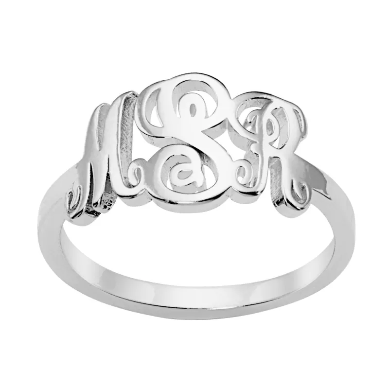 Sterling Silver Petite Monogram Ring sold by Limoges Jewelry