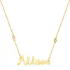 Whimsical Script Name and Birthstone Necklace sold by Limoges Jewelry