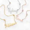 Whimsical Script Name and Birthstone Necklace sold by Limoges Jewelry