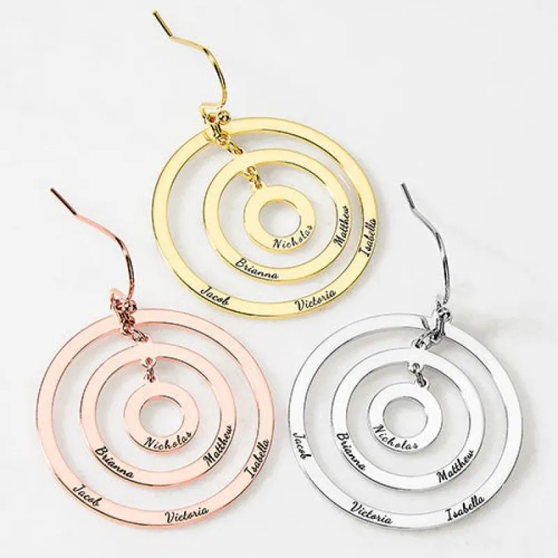 Engraved Concentric Circles Drop Earrings sold by Limoges Jewelry