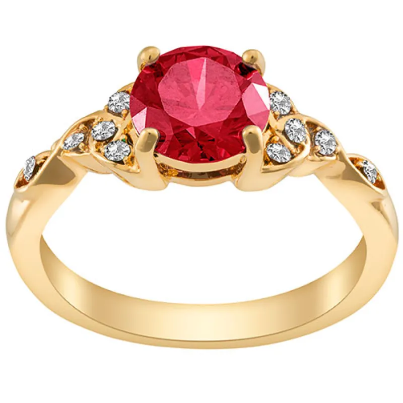 14K Gold Plated Simulated Ruby and Clear Crystal Trinity Knot Ring sold by Limoges Jewelry