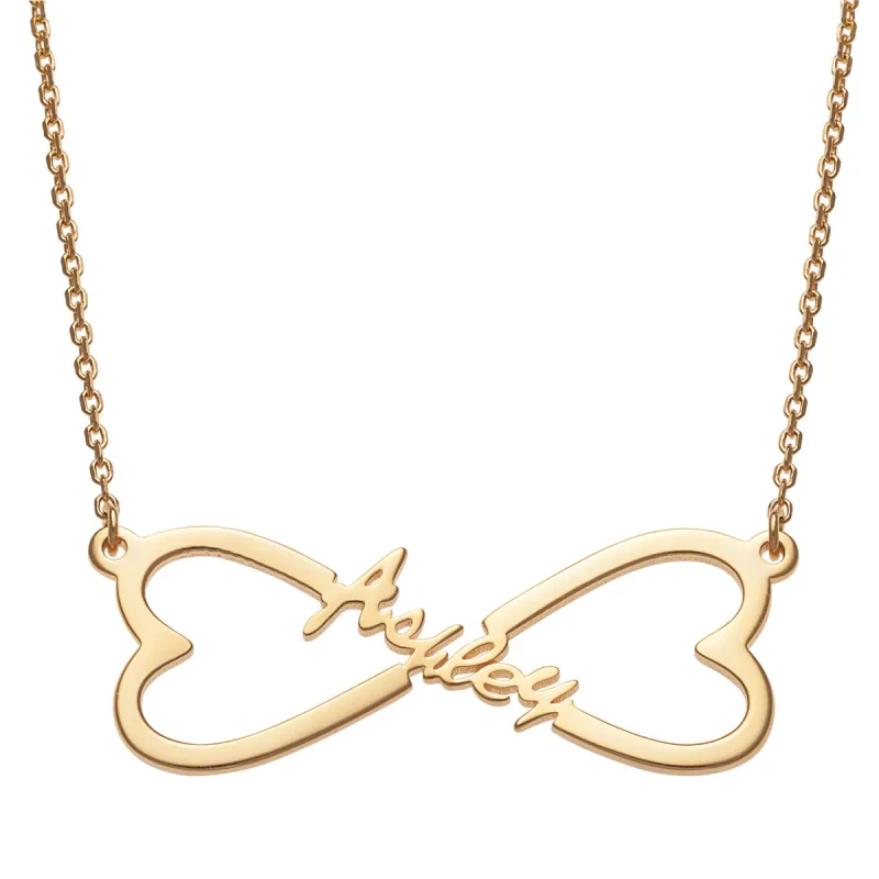 14K Gold over Sterling Personalized Name Heart Infinity Necklace sold by Limoges Jewelry