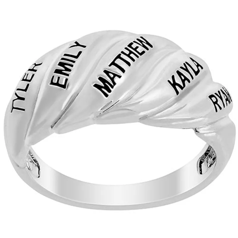 Personalized Engraved Swirl Dome Ring sold by Limoges Jewelry