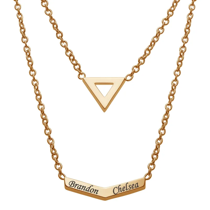 Engraved Names Layered Necklace sold by Limoges Jewelry