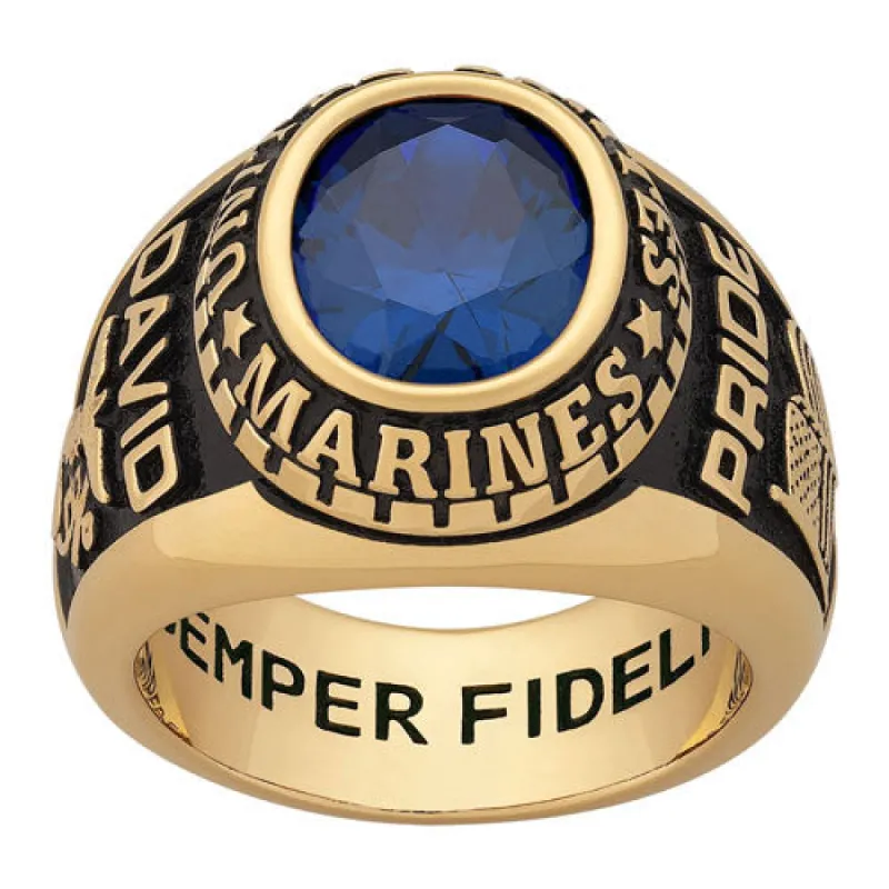 Men's Yellow CELEBRIUM Oval Birthstone MILITARY RING sold by Limoges Jewelry