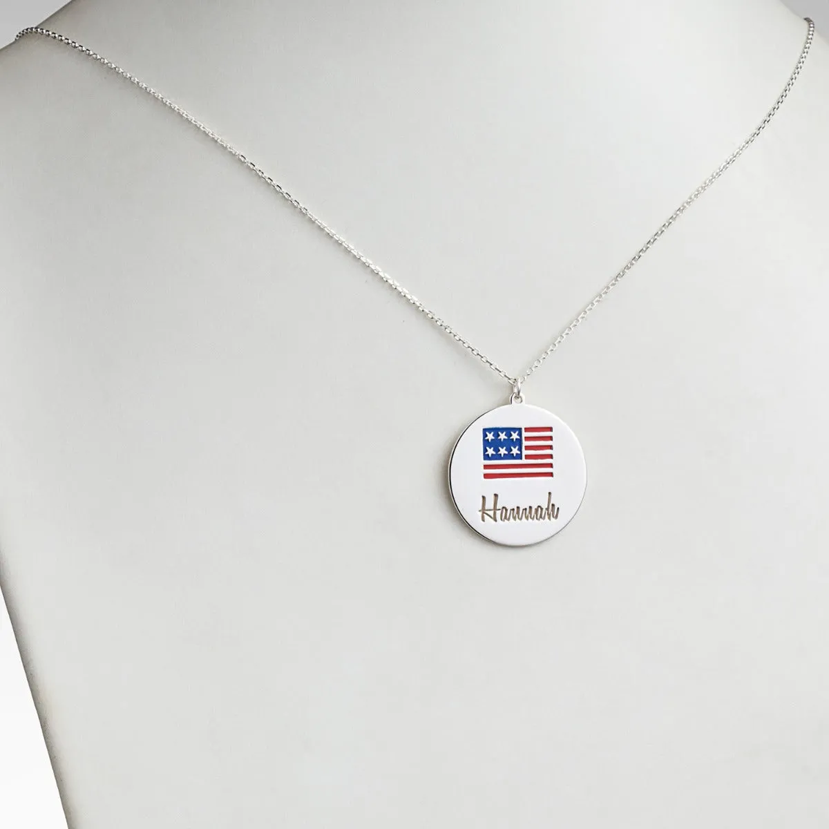 Patriotic Name with Enamel Flag Necklace sold by Limoges Jewelry product image thumbnail 2