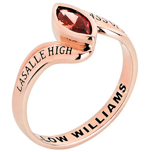 Rose Gold over Sterling Women's Bypass Marquise Birthstone Fashion Class Ring sold by Limoges Jewelry product image thumbnail 2