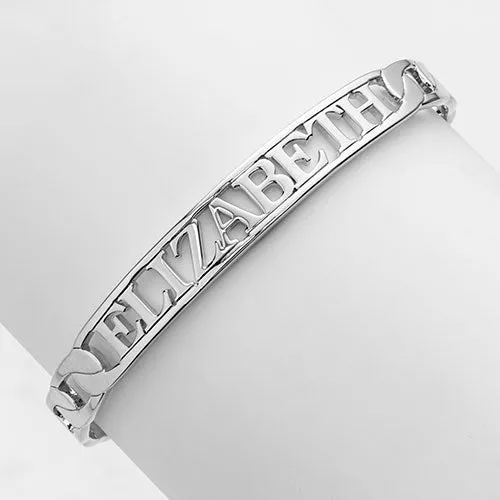 Personalized Plaque Name Frozen Curb Chain Cuff Bracelet sold by Limoges Jewelry product image thumbnail 2