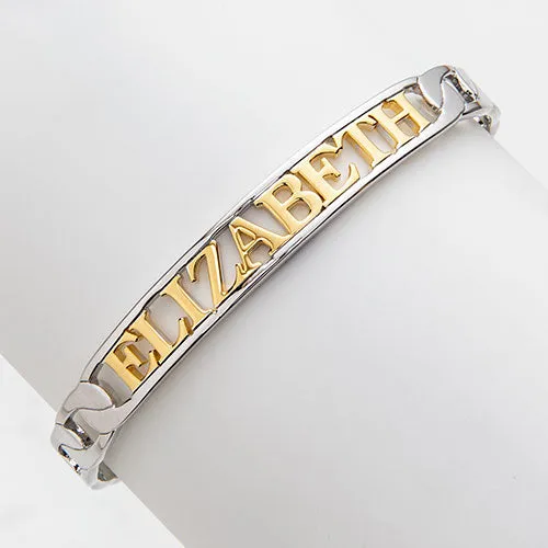 Personalized Plaque Name Frozen Curb Chain Cuff Bracelet sold by Limoges Jewelry product image thumbnail 4