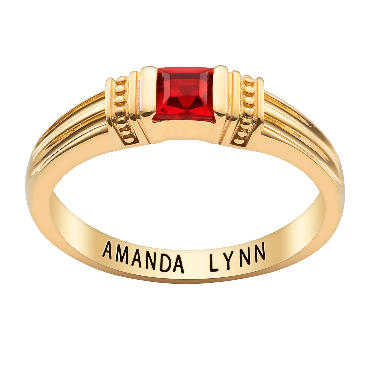 14K Gold over Sterling Square Birthstone Ring sold by Limoges Jewelry