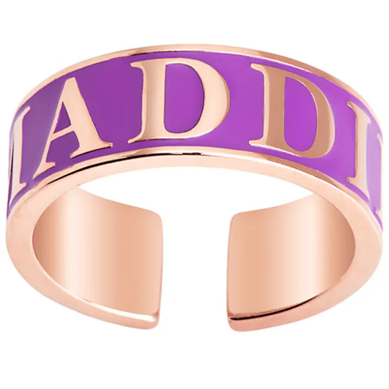 14K Rose Gold Plated Enamel Name Wide Band Ring sold by Limoges Jewelry
