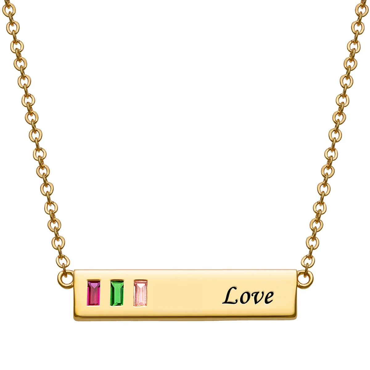 Baguette Birthstone Love Bar Pendant sold by Limoges Jewelry product image thumbnail 4
