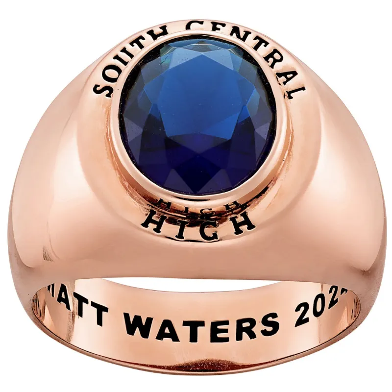 Men's 14k Rose Gold Plated Minimal Oval Birthstone Signet Class Ring sold by Limoges Jewelry