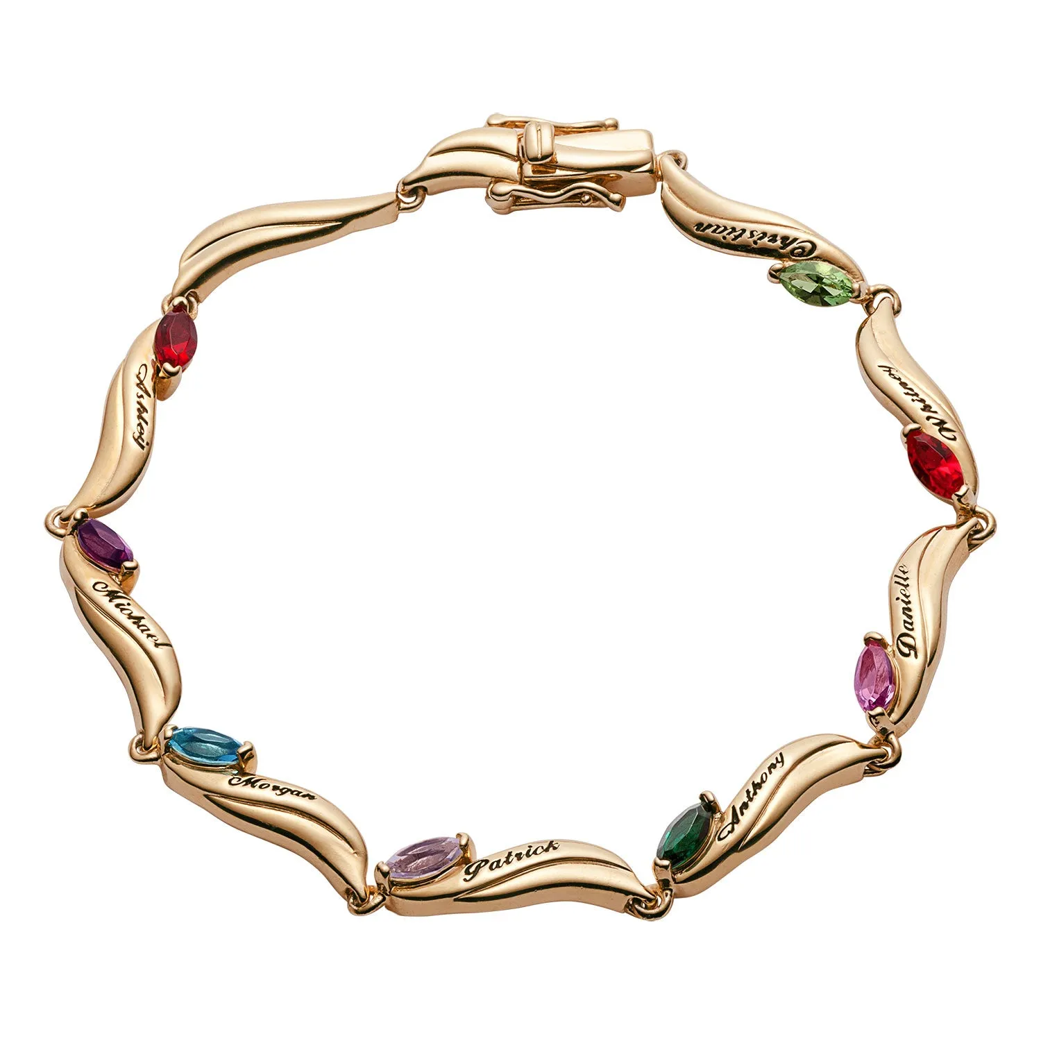 Marquise Family Birthstone & Name Bracelet sold by Limoges Jewelry
