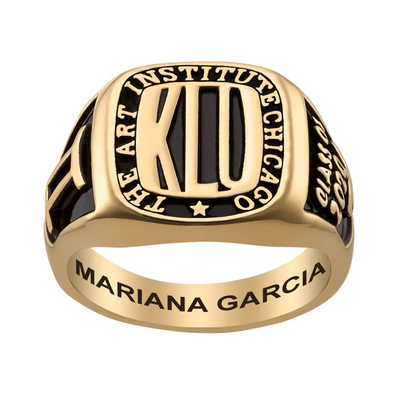 Ladies 14K Gold over Sterling Rectangle Signet Class Ring sold by Limoges Jewelry