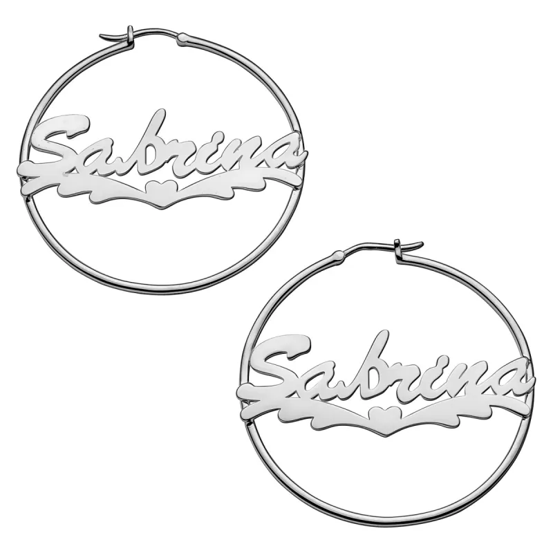 Personalized Nameplate Hoop Earrings sold by Limoges Jewelry