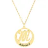 Initial and Engraved Name Tapered Disc Necklace sold by Limoges Jewelry