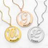 Initial and Engraved Name Tapered Disc Necklace sold by Limoges Jewelry