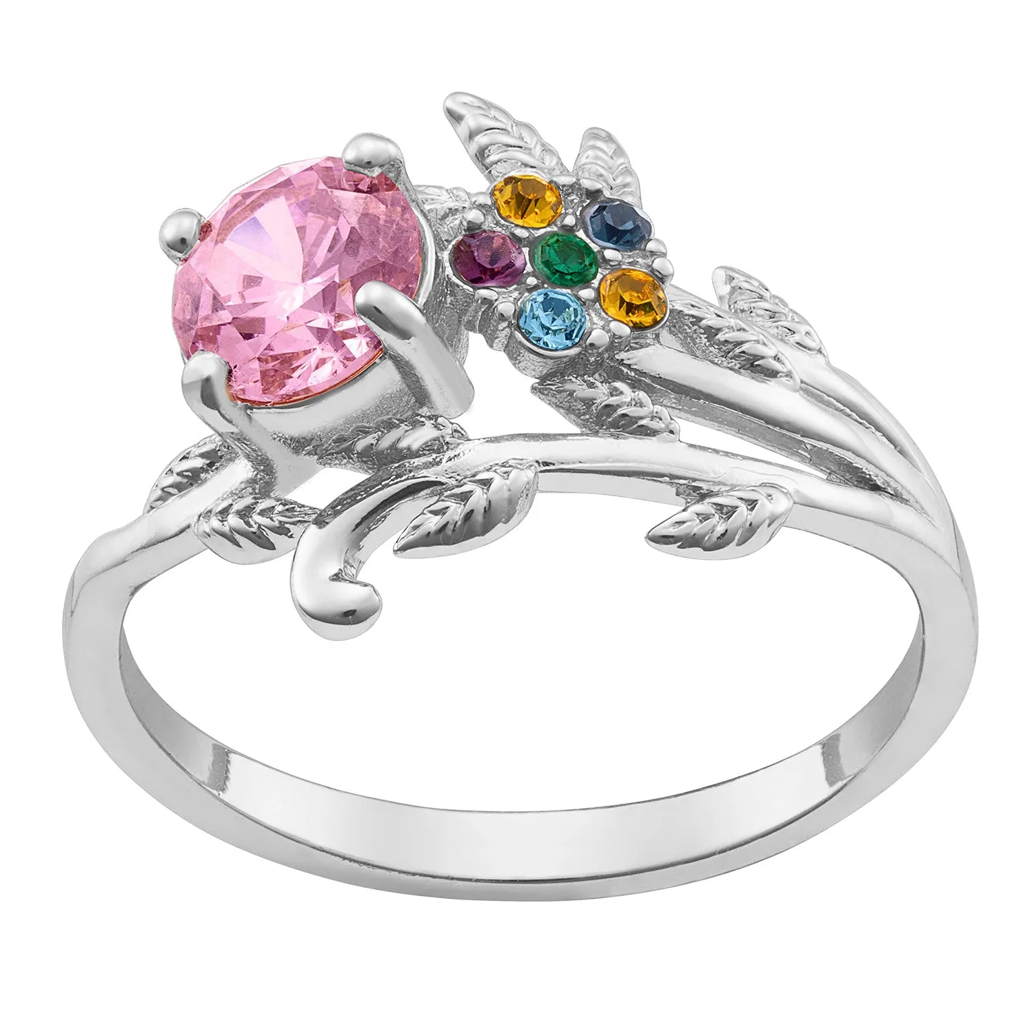 Sterling Silver Mother's Family Flower Birthstone Ring sold by Limoges Jewelry