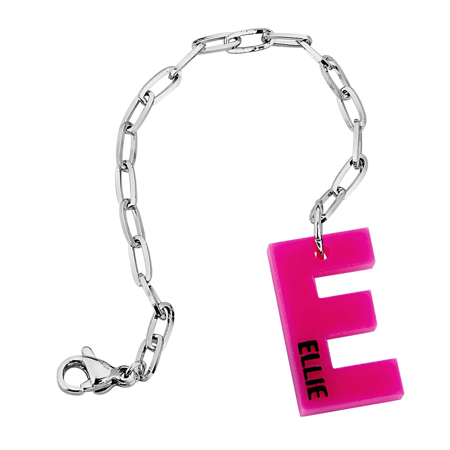 Uppercase Initial with Name Acrylic Charm Paperclip Chain Accessory sold by Limoges Jewelry product image thumbnail 2