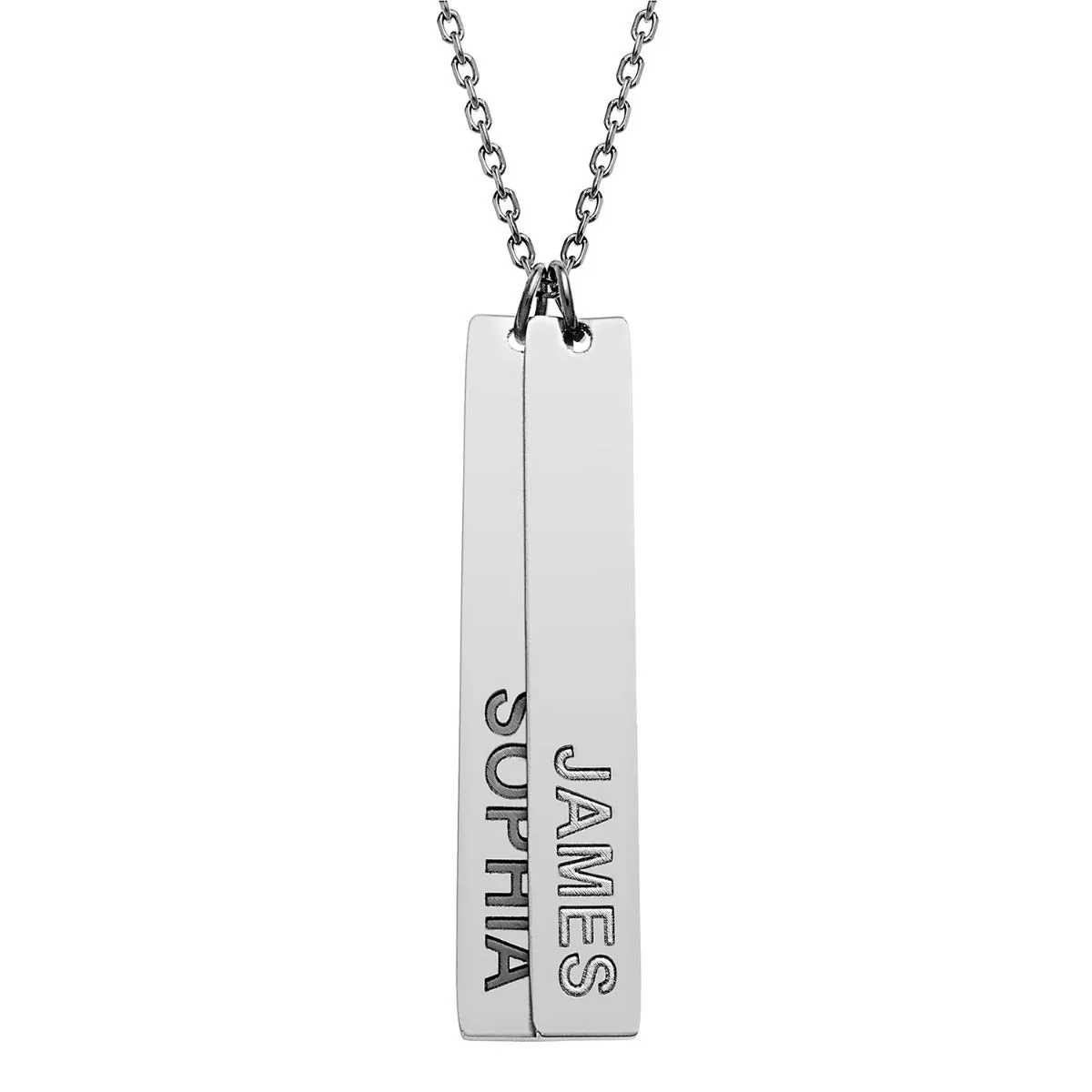 Stainless Steel Eng Name Vertical Bar Necklace - 2 names sold by Limoges Jewelry product image thumbnail 3